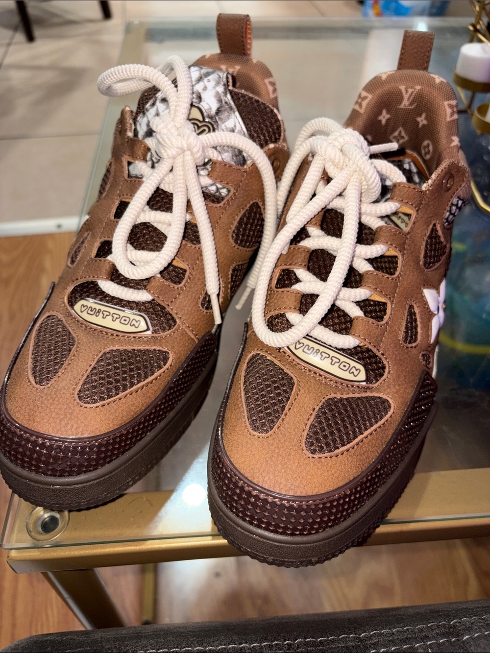 Louis Vuitton Brown & Dark Brown Monogram Panel Sneakers